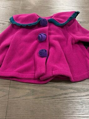 Girls' Ali Mac purple Fleece Coat with Purple Flower Buttons
